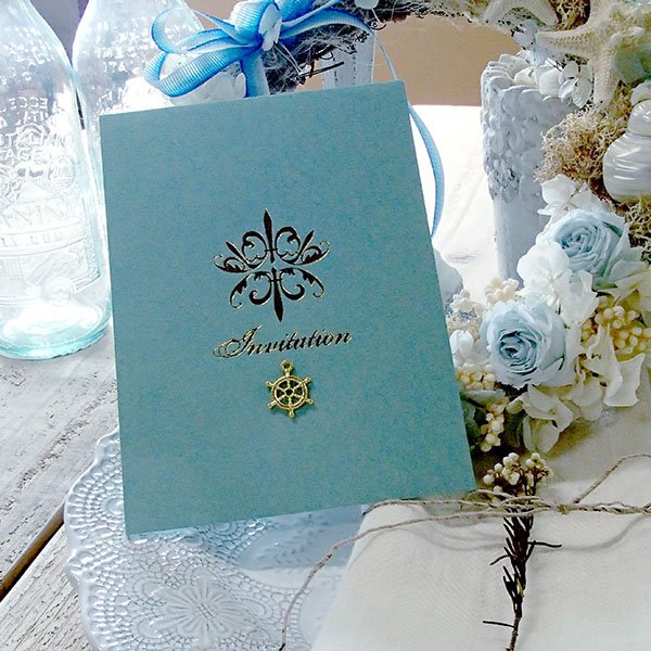 画像1: ターコイズ 結婚式招待状(印刷別)